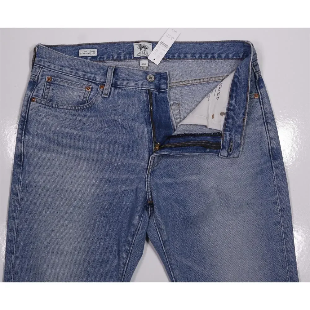 J Crew Men's 770 Straight-fit Light Wash Jeans 33x30 NWT New